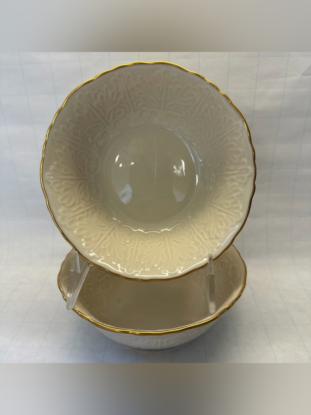 Pair Vintage Lenox Wellington 5" Scalloped Bowls Gold Trim Candy Nut Dish USA